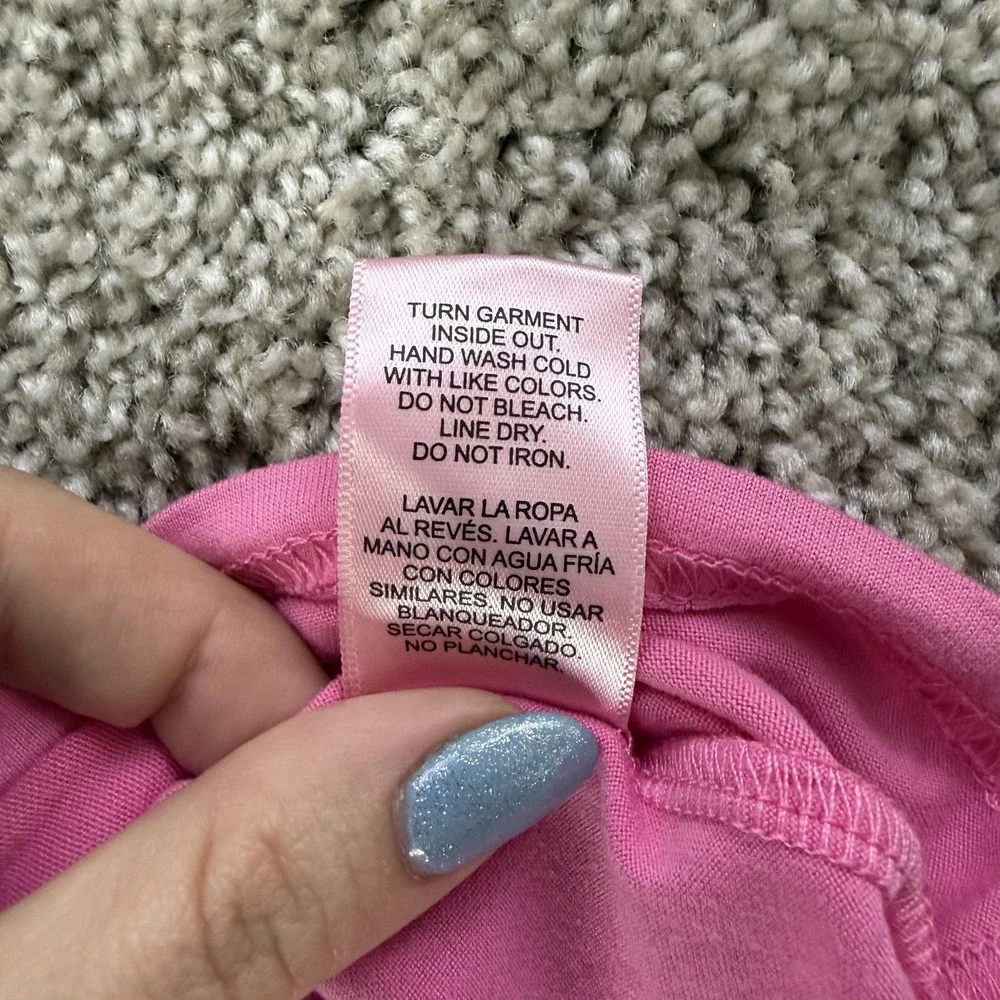Juicy Couture Pajama Top Womens Medium Pink Jersey Rhinestone Button Sleepwear